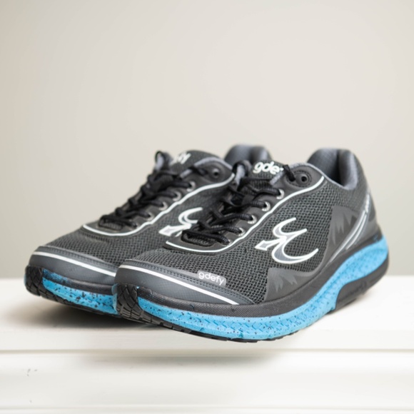 Gdefy Gravity Defyer Mighty Walk Men's 12 Black Blue Mesh Comfortable Sneakers - Picture 2 of 8